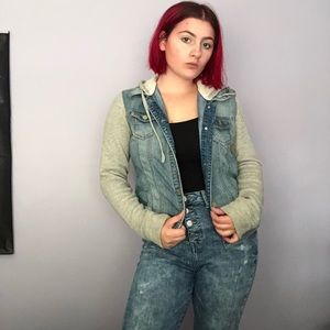 Denim Jacket with cotton hoodie